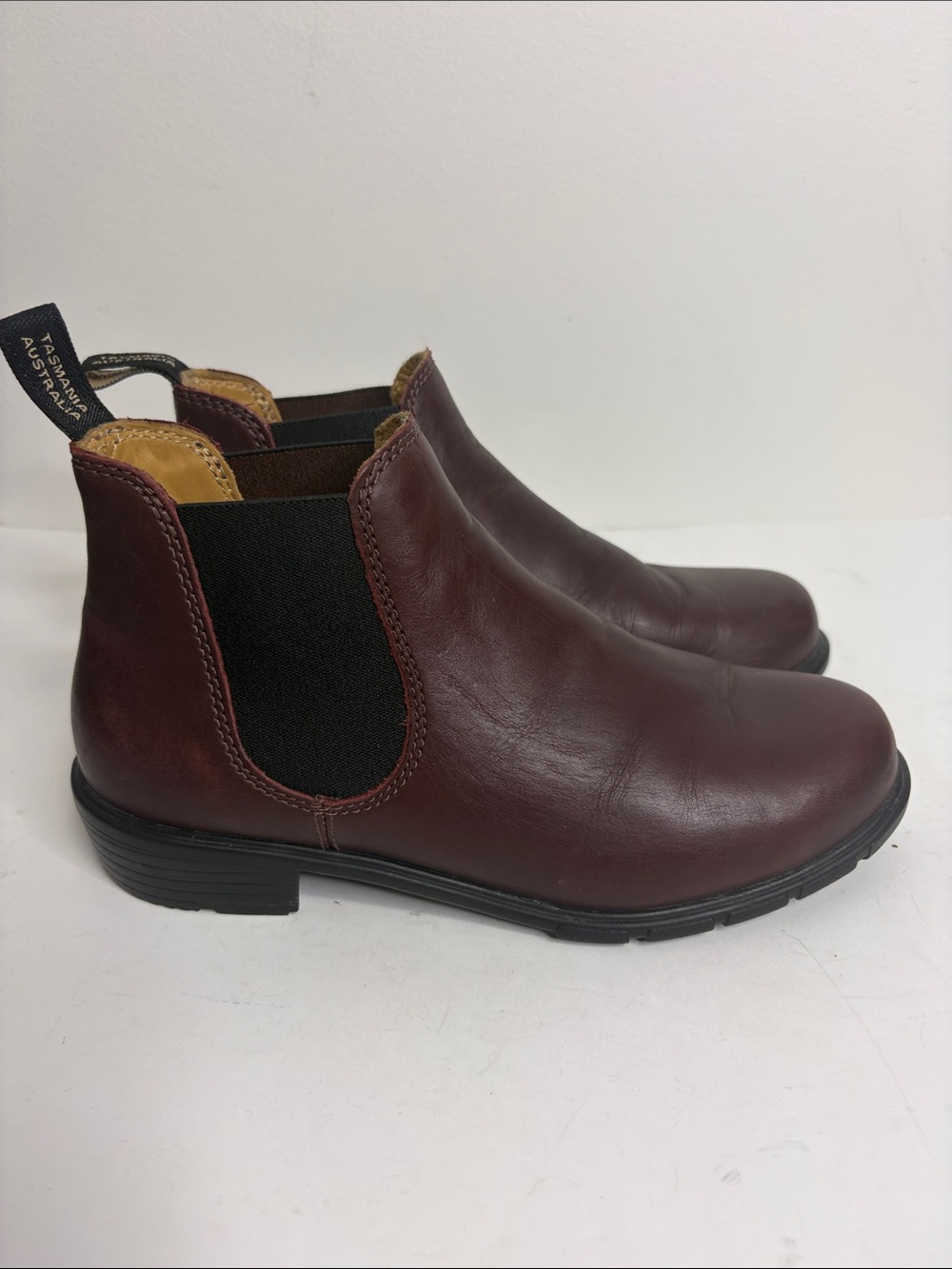 Blundstone Boots Womens UK 5 US 8 Shiraz Red Brown Leather Low Heel Chelsea 2176